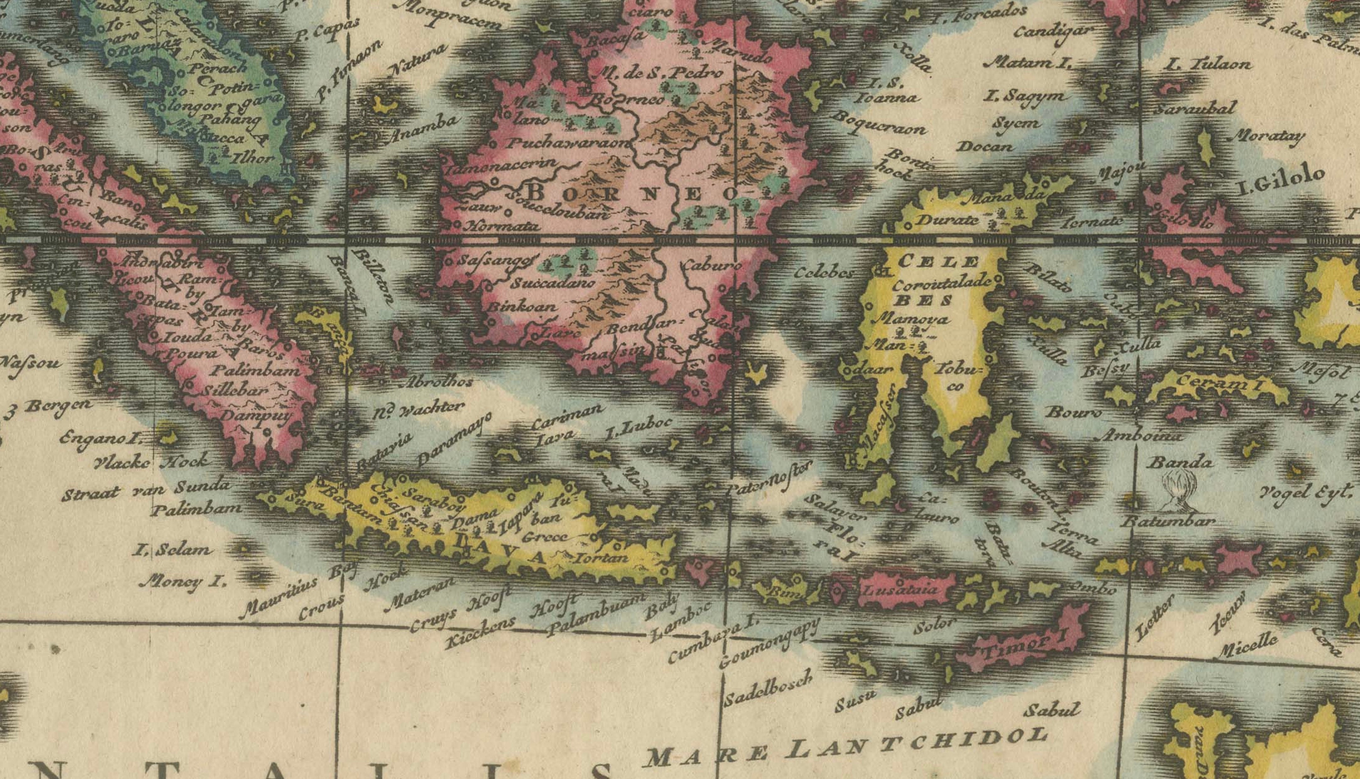 Decorative Antique Map of Asia and the East Indies, circa 1720
