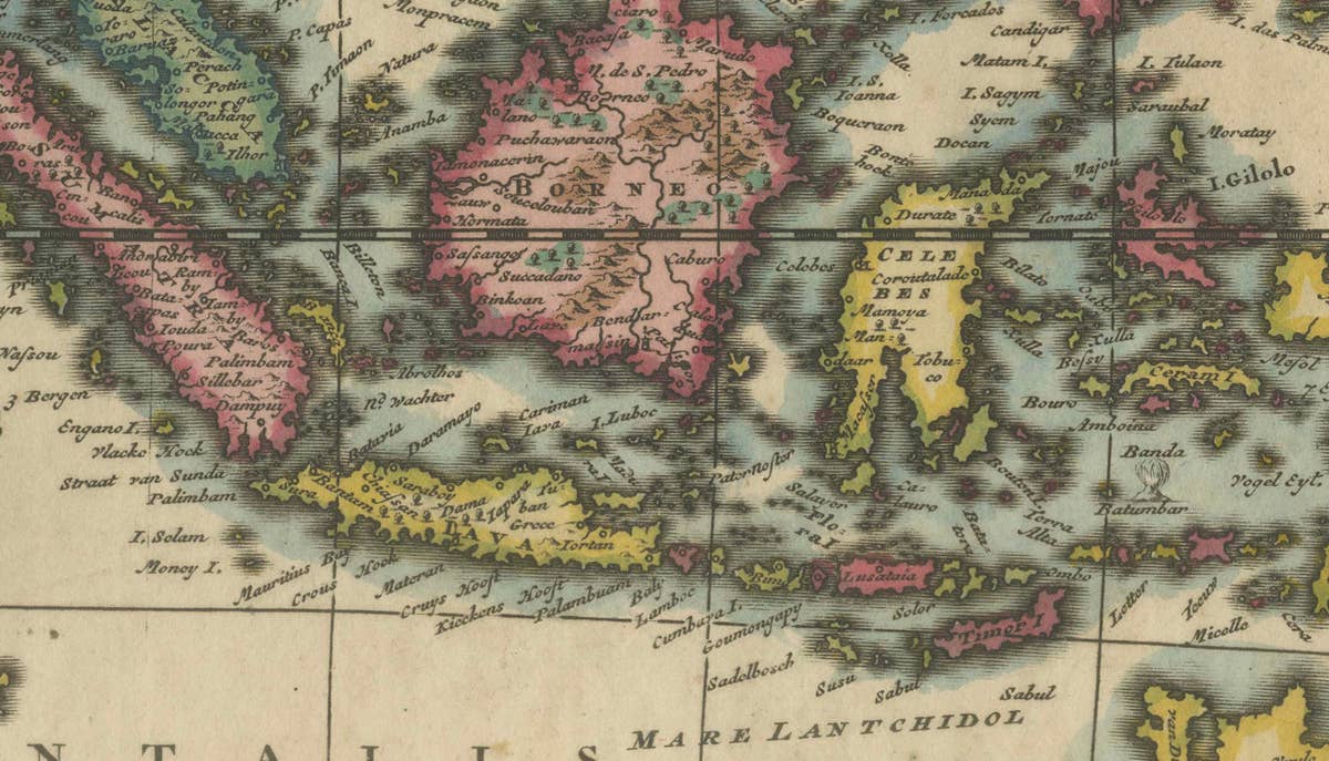 Decorative Antique Map of Asia and the East Indies, circa 1720
