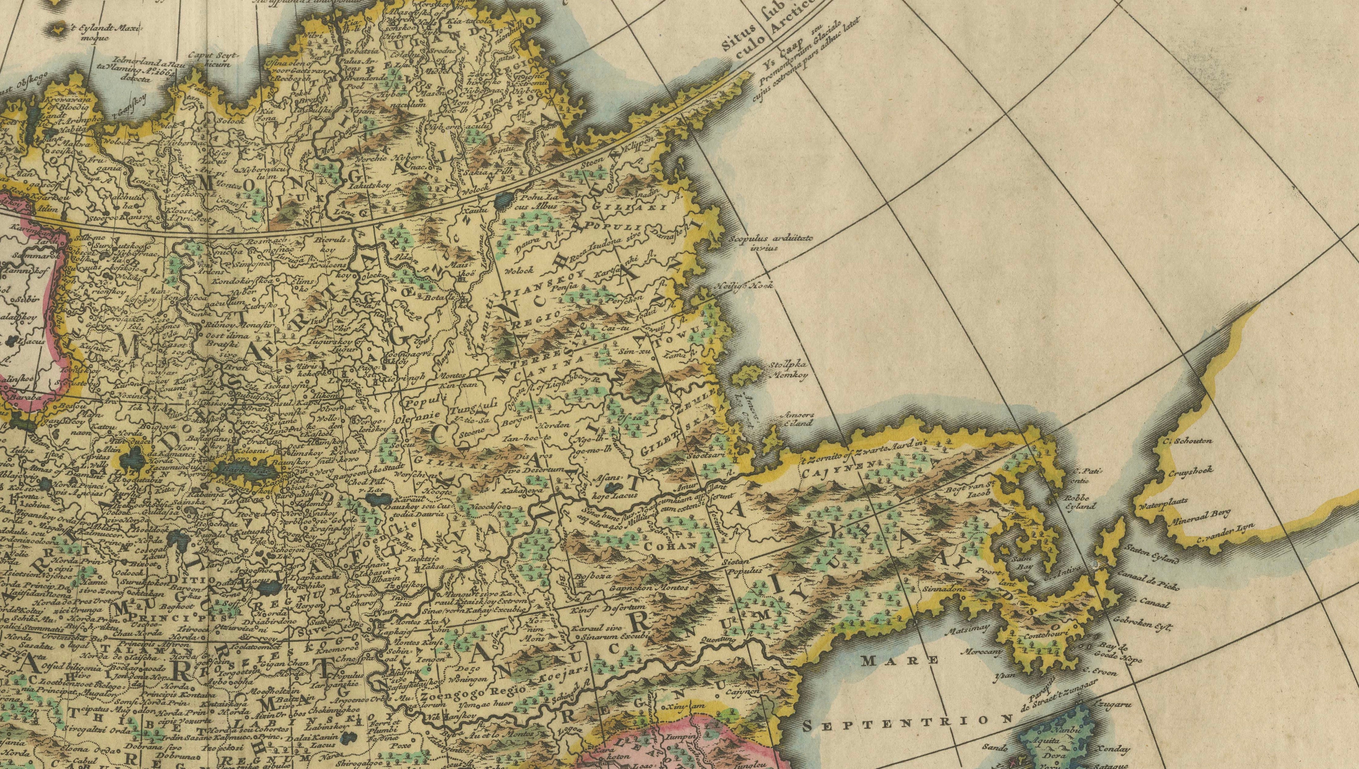 Decorative Antique Map of Asia and the East Indies, circa 1720