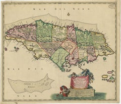 Antique Hand-Colored Map of Jamaica, circa 1680