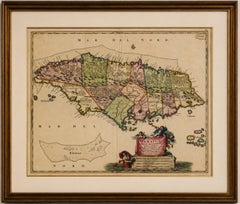 Antique Hand-Colored Map of Jamaica, circa 1680