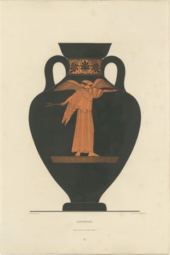 Antique Greek Amphora with Winged Nike Color Lithograph, 1883