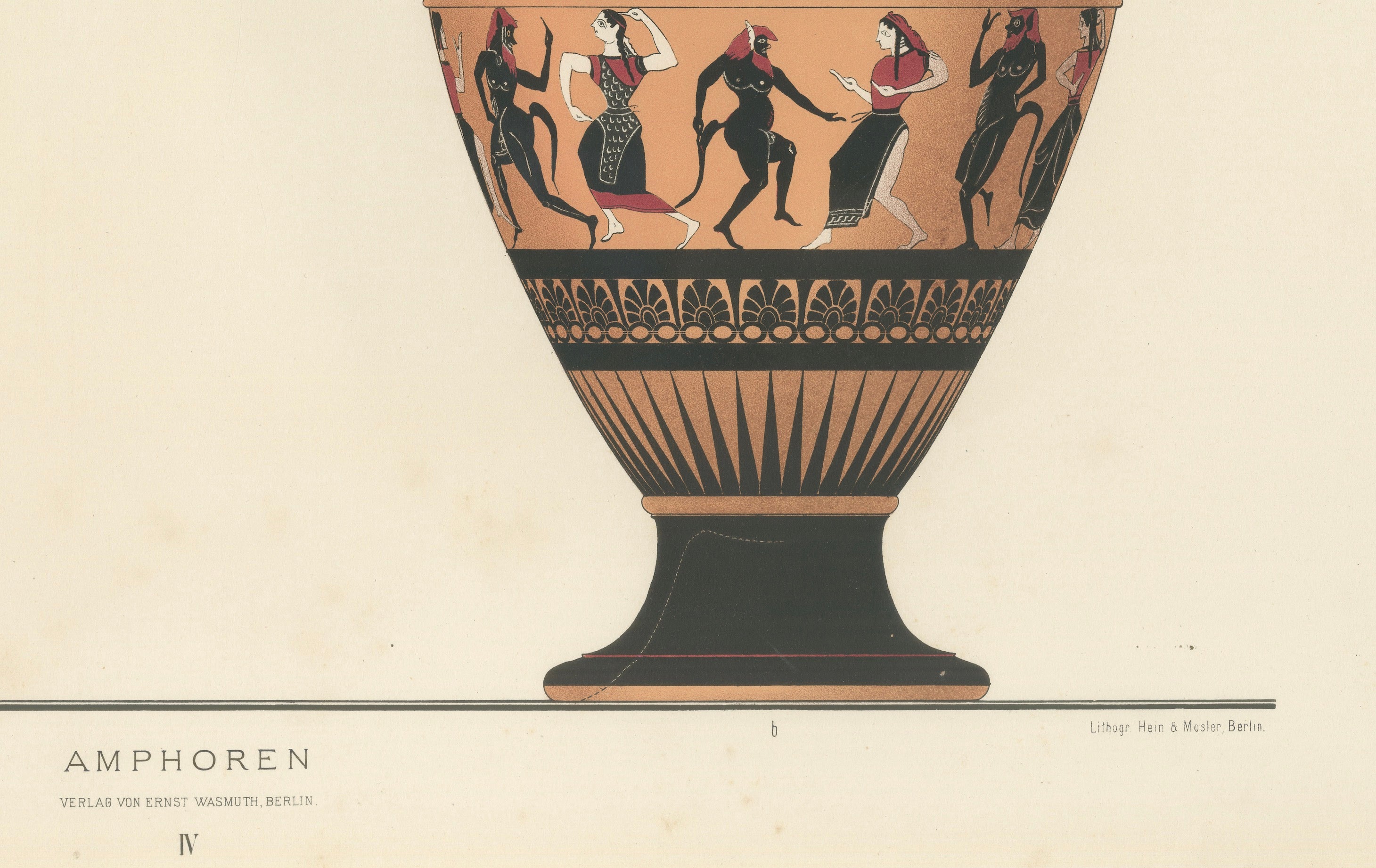 Antique Greek Amphorae Classical Pottery Color Lithograph, 1883