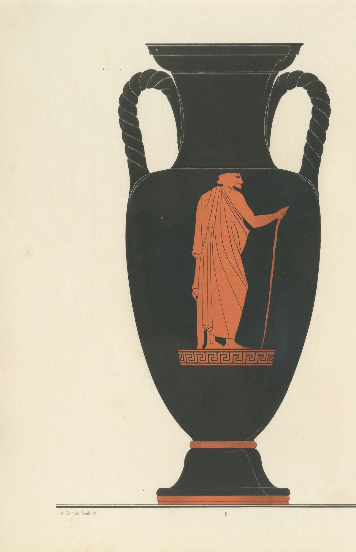 Antique Greek Amphorae Classical Pottery Color Lithograph, 1883