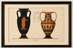 Lithographie en couleurs représentant des amphores grecques antiques et de la poterie classique, 1883