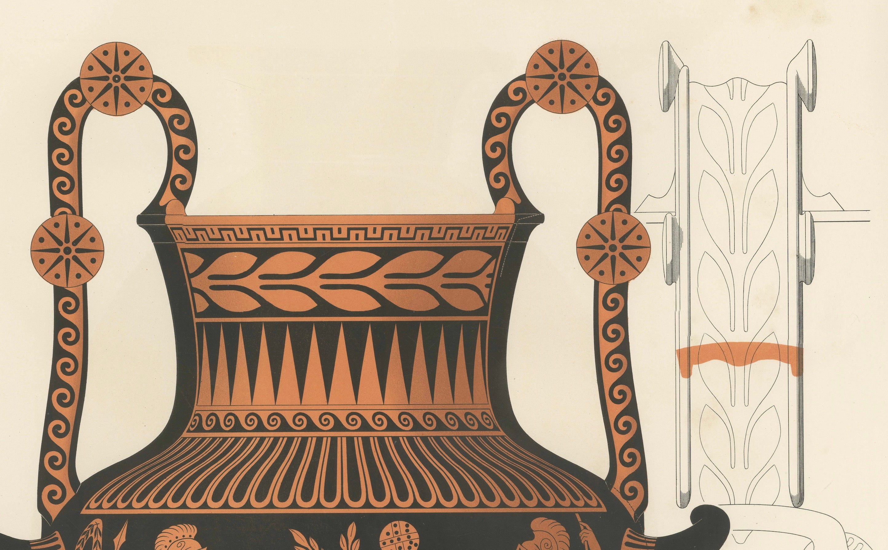 Large Antique Greek Amphora Chromolithograph, Genick, 1883