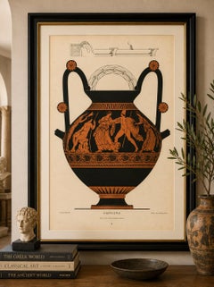 Antike griechische Amphore mit klassischen Figuren – Farblithografie, 1883