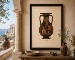 Antique Greek Amphora with Winged Figure Color Lithograph, 1883