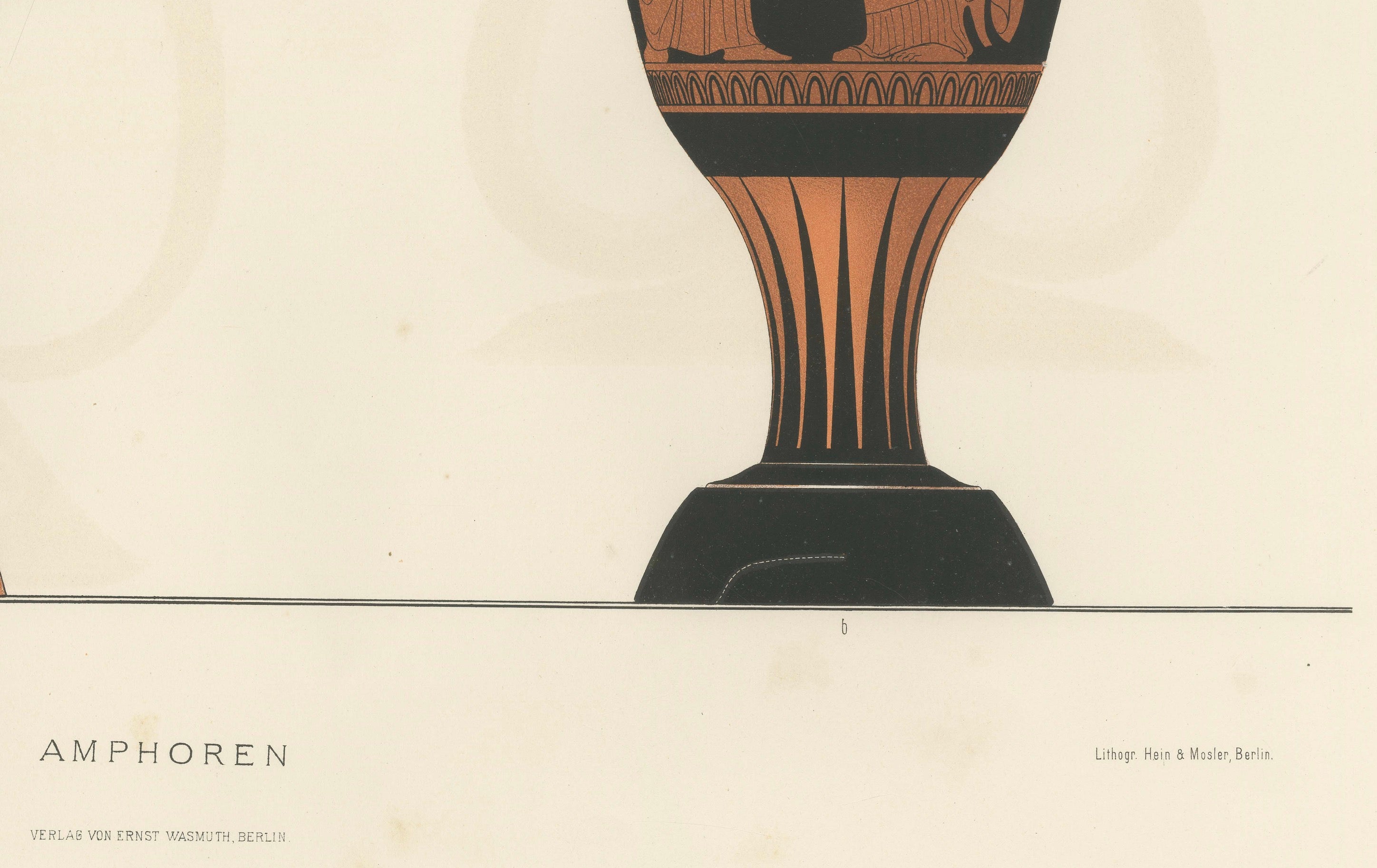 Antique Greek Amphorae with Classical Figures Double-Page Lithograph, 1883