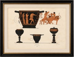 Antique Greek Kraters & Classical Figures Color Lithograph, 1883