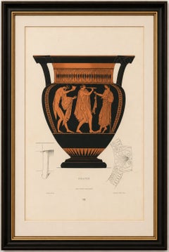 Antique Greek Krater with Classical Figures Color Lithograph, 1883