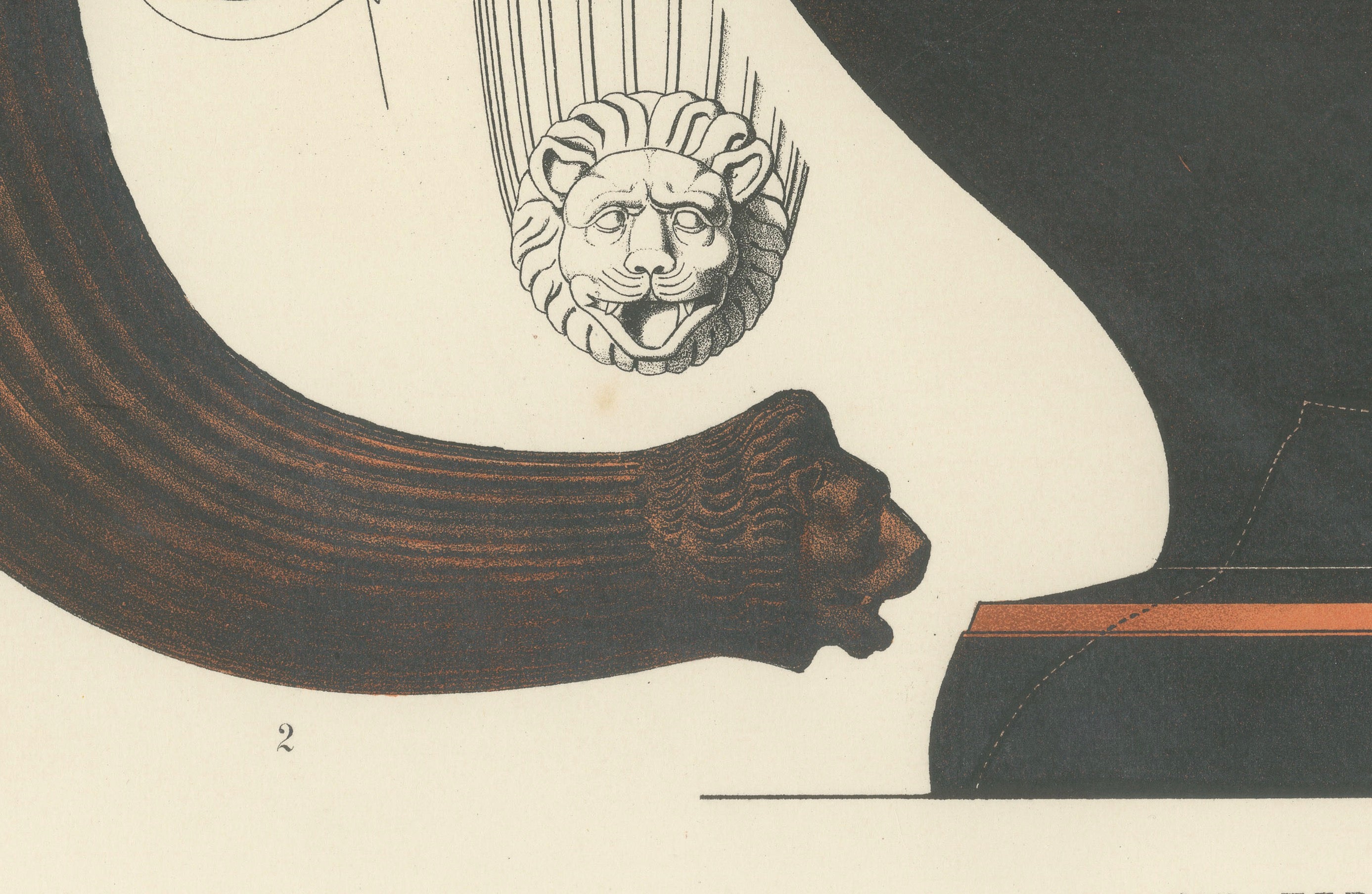 Antique Greek Krater & Rhyton Drinking Horns Color Lithograph, 1883