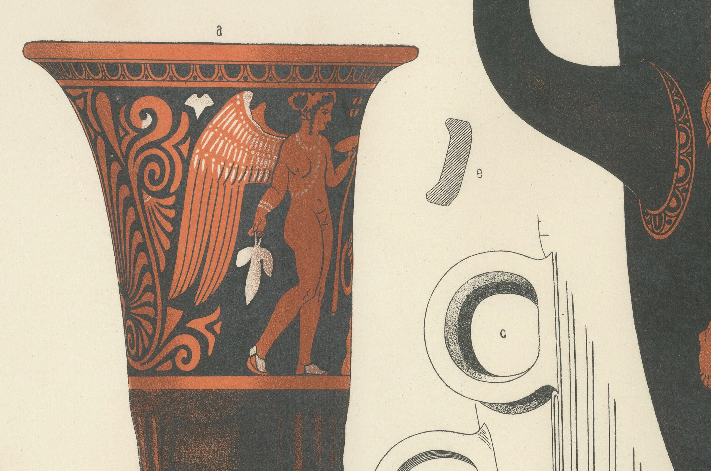 Antique Greek Krater & Rhyton Drinking Horns Color Lithograph, 1883