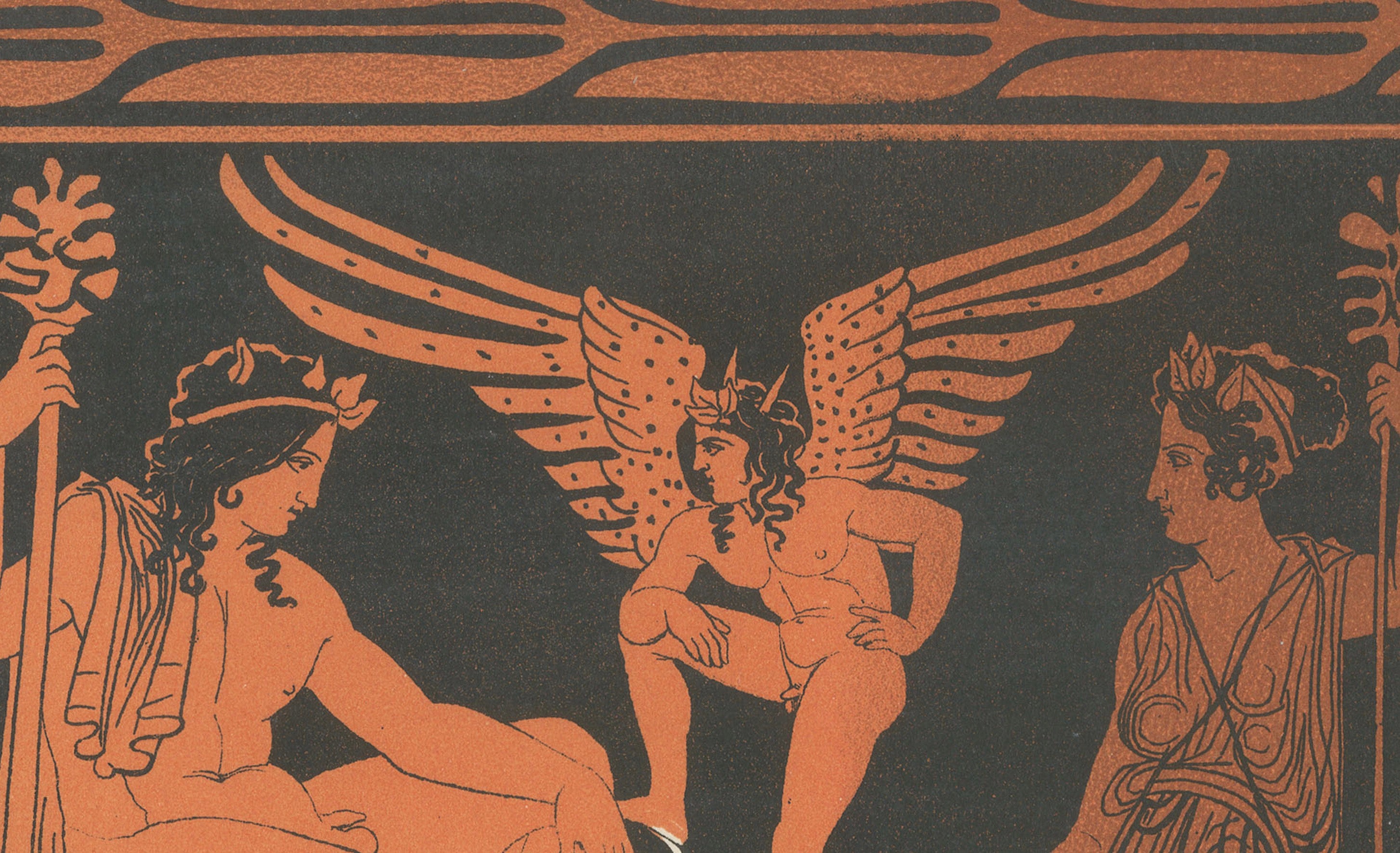 Antique Greek Krater & Rhyton Drinking Horns Color Lithograph, 1883