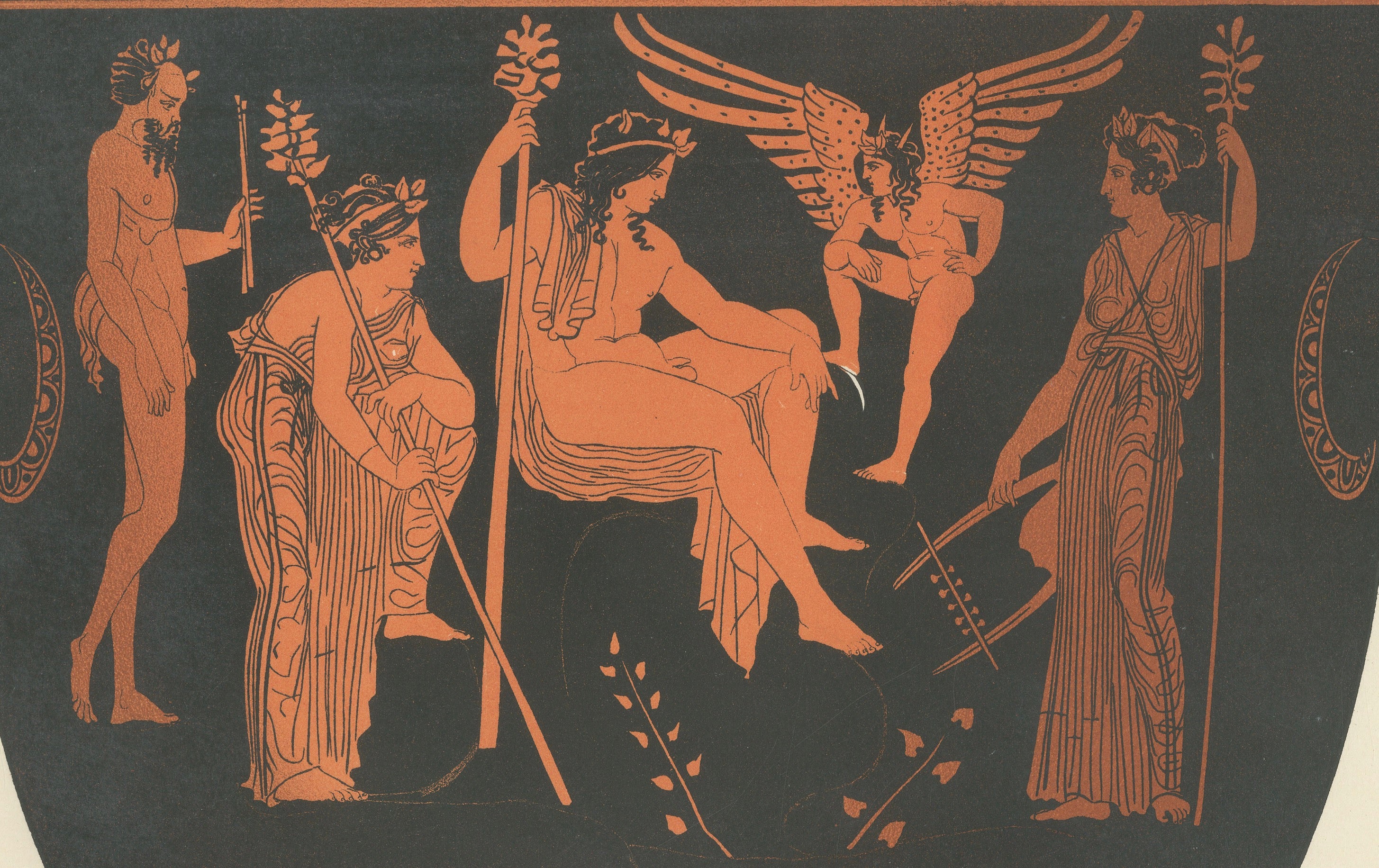 Antique Greek Krater & Rhyton Drinking Horns Color Lithograph, 1883