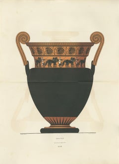 Antique Greek Krater with Chariot Procession Color Lithograph, 1883