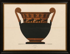 Antique Greek Krater with Chariot Procession Color Lithograph, 1883