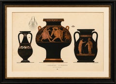 Antique Greek Vases, Cooling Vessel & Amphorae Lithograph, 1883