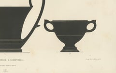 Antique Greek Drinking Vessels & Cups Color Lithograph, 1883