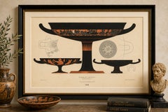 Antique Greek Kylix with Chariot & Warrior Procession Lithograph, 1883