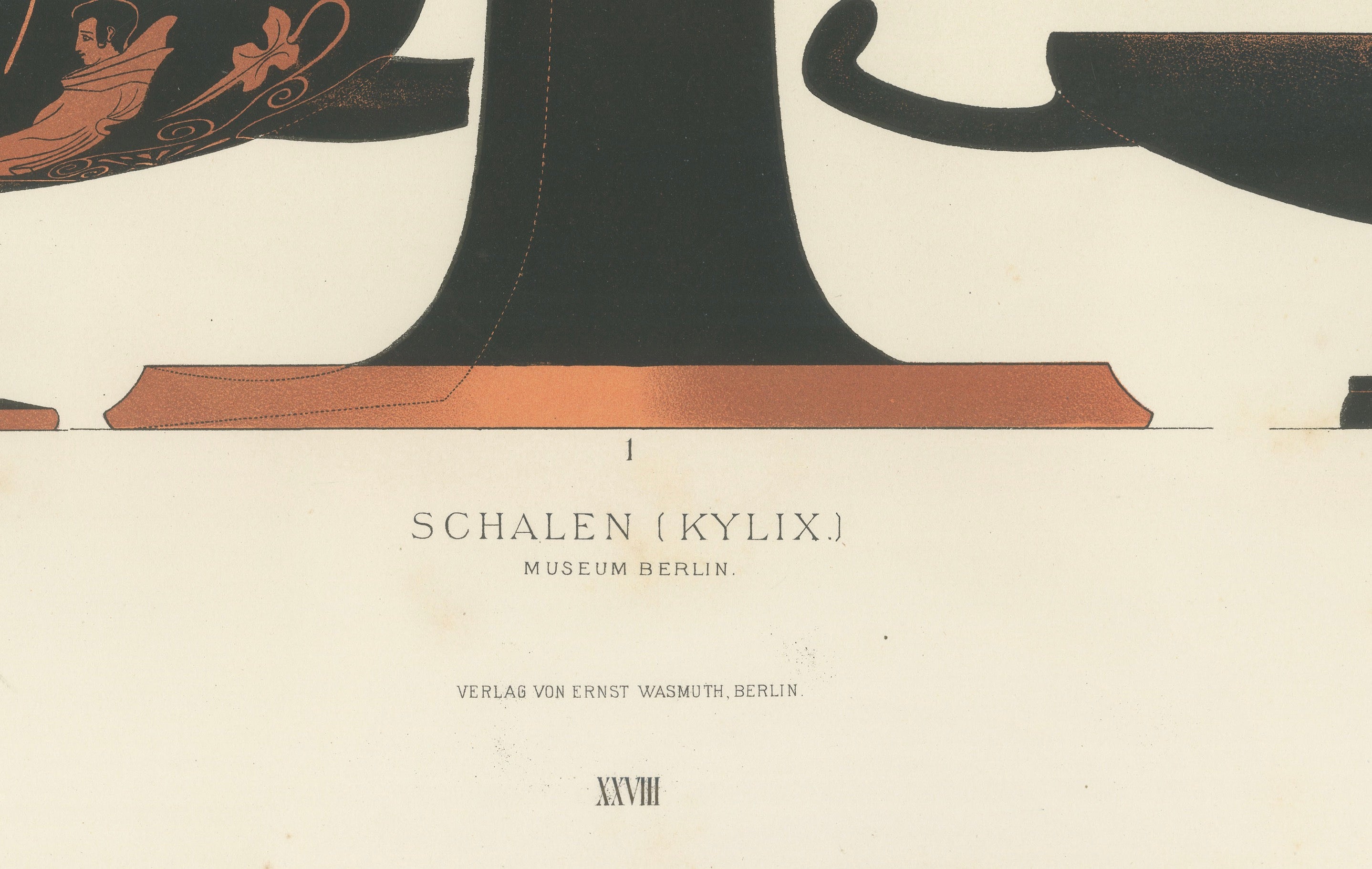 Antique Greek Kylix with Chariot & Warrior Procession Lithograph, 1883