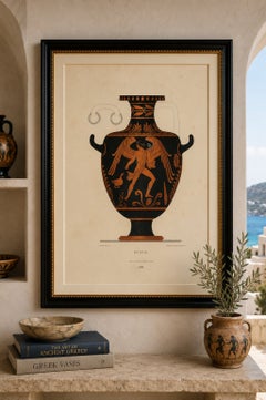 Antique Greek Hydria with Winged Nike Color Lithograph, 1883
