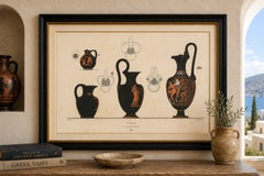 Antique Greek Jugs with Classical Figures Color Lithograph, 1883
