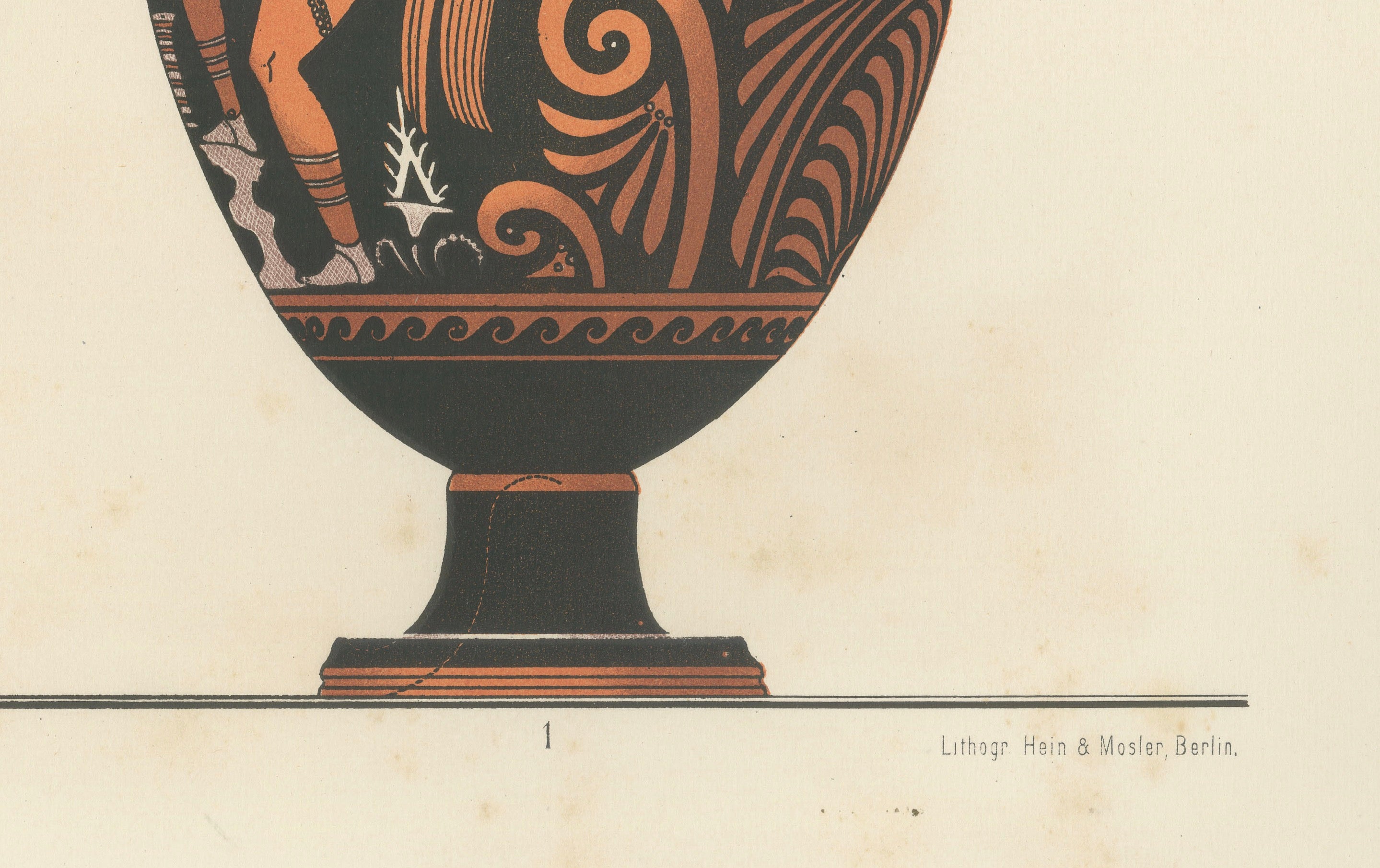 Antique Greek Jugs with Classical Figures Color Lithograph, 1883