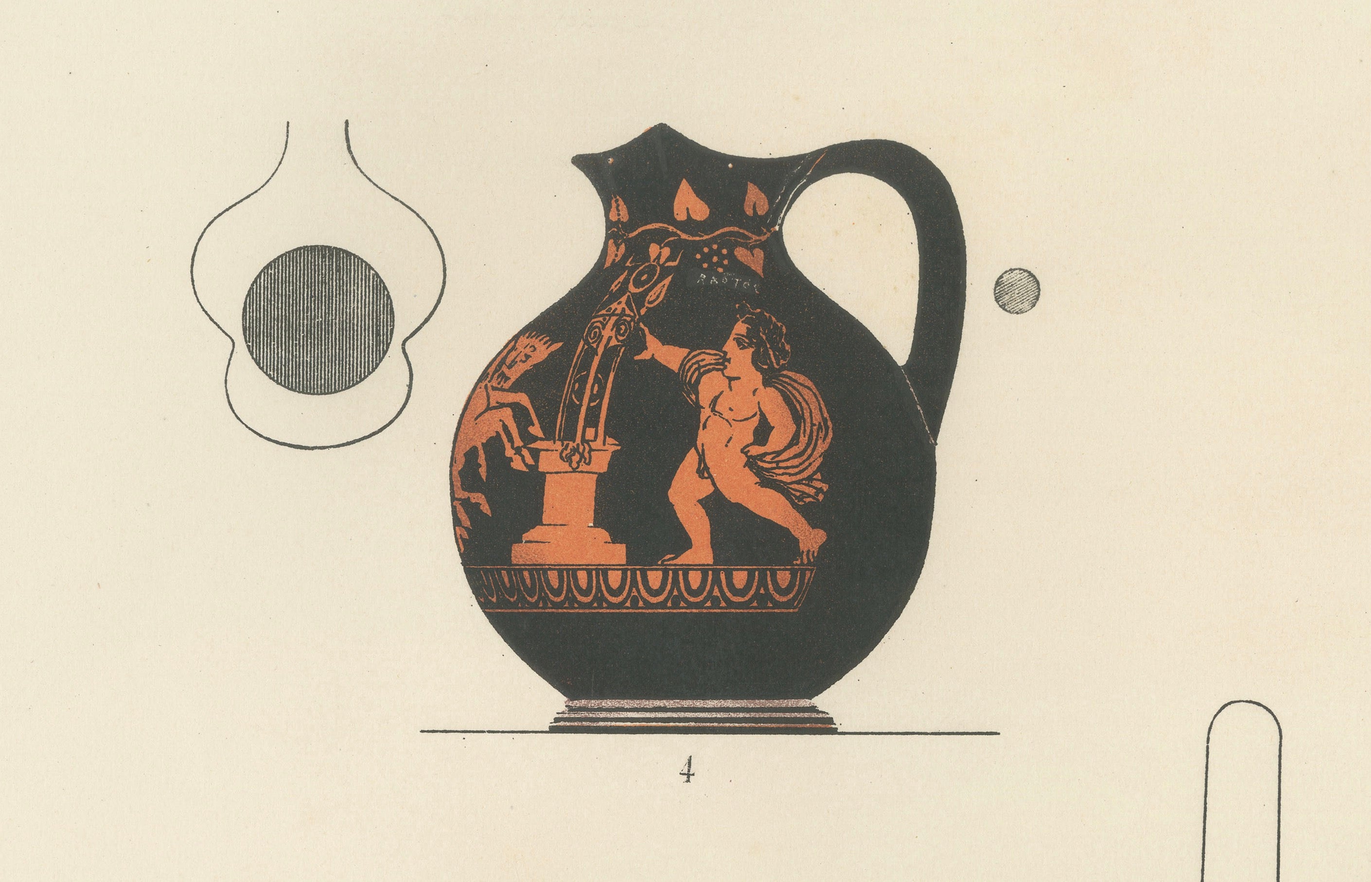 Antique Greek Jugs with Classical Figures Color Lithograph, 1883
