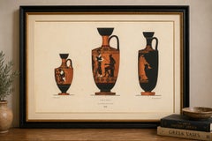 Antique Greek Lekythos with Classical Figures Color Lithograph, 1883