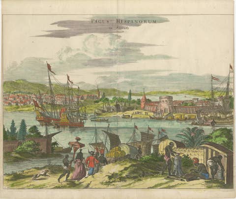 Rare 17th Century View of St. Augustine Florida, Hand-Colored, 1671