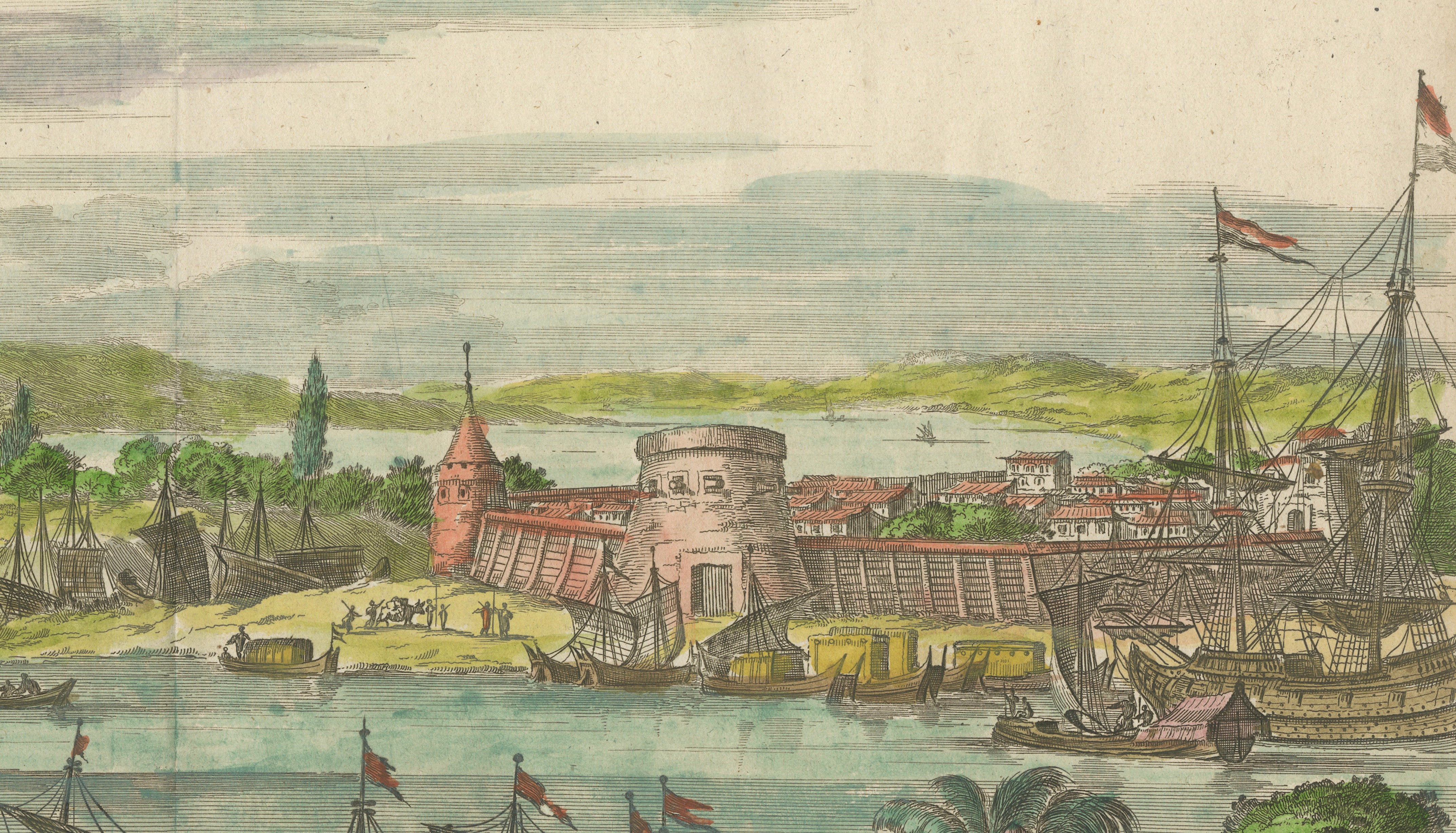 Rare 17th Century View of St. Augustine Florida, Hand-Colored, 1671