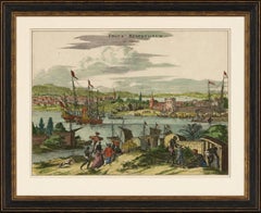 Vista poco común de San Agustín (Florida) del siglo XVII, coloreada a mano, 1671