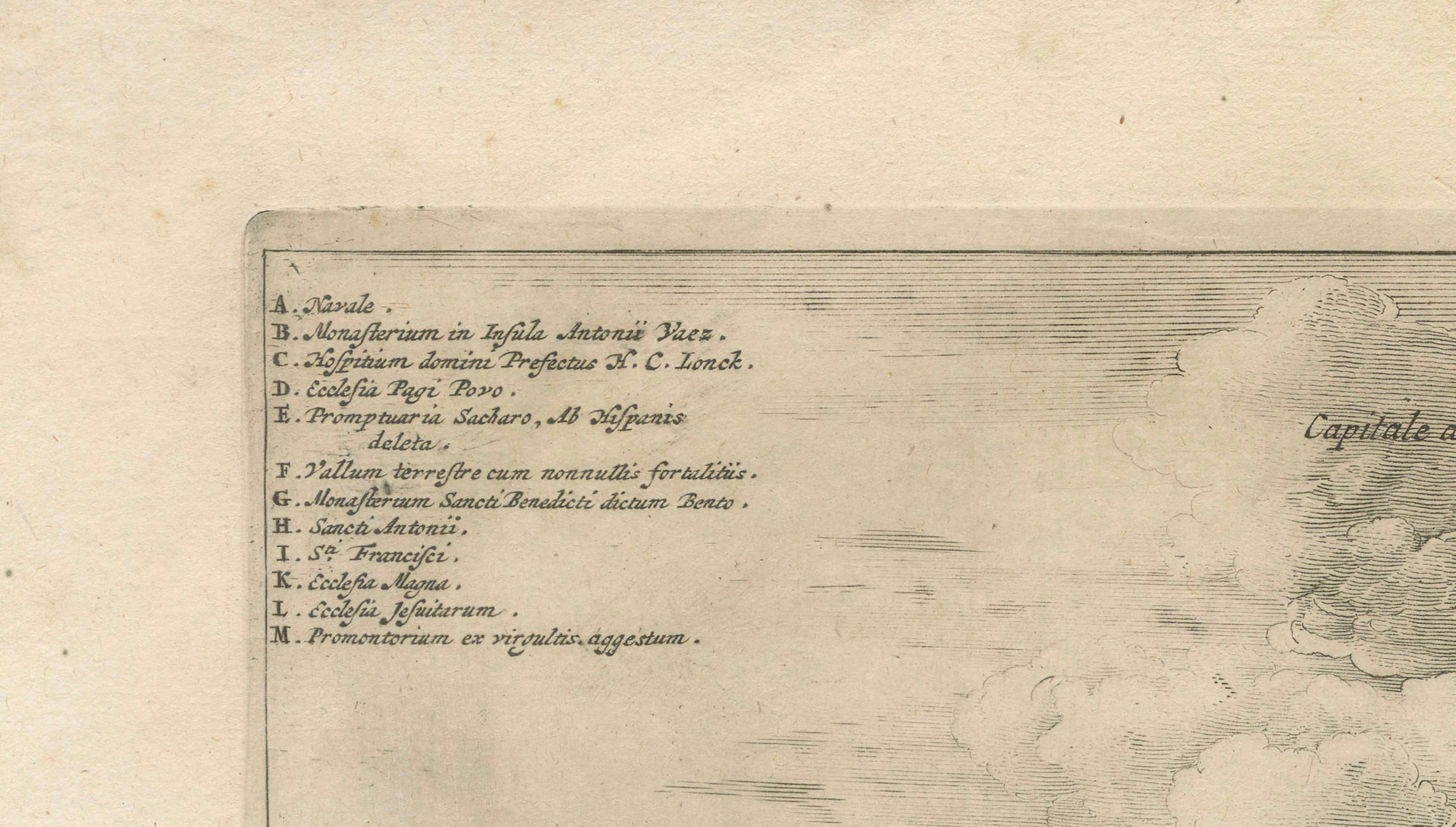 Rare View of Olinda Pernambuco Brazil and Dutch Fleet, 1671