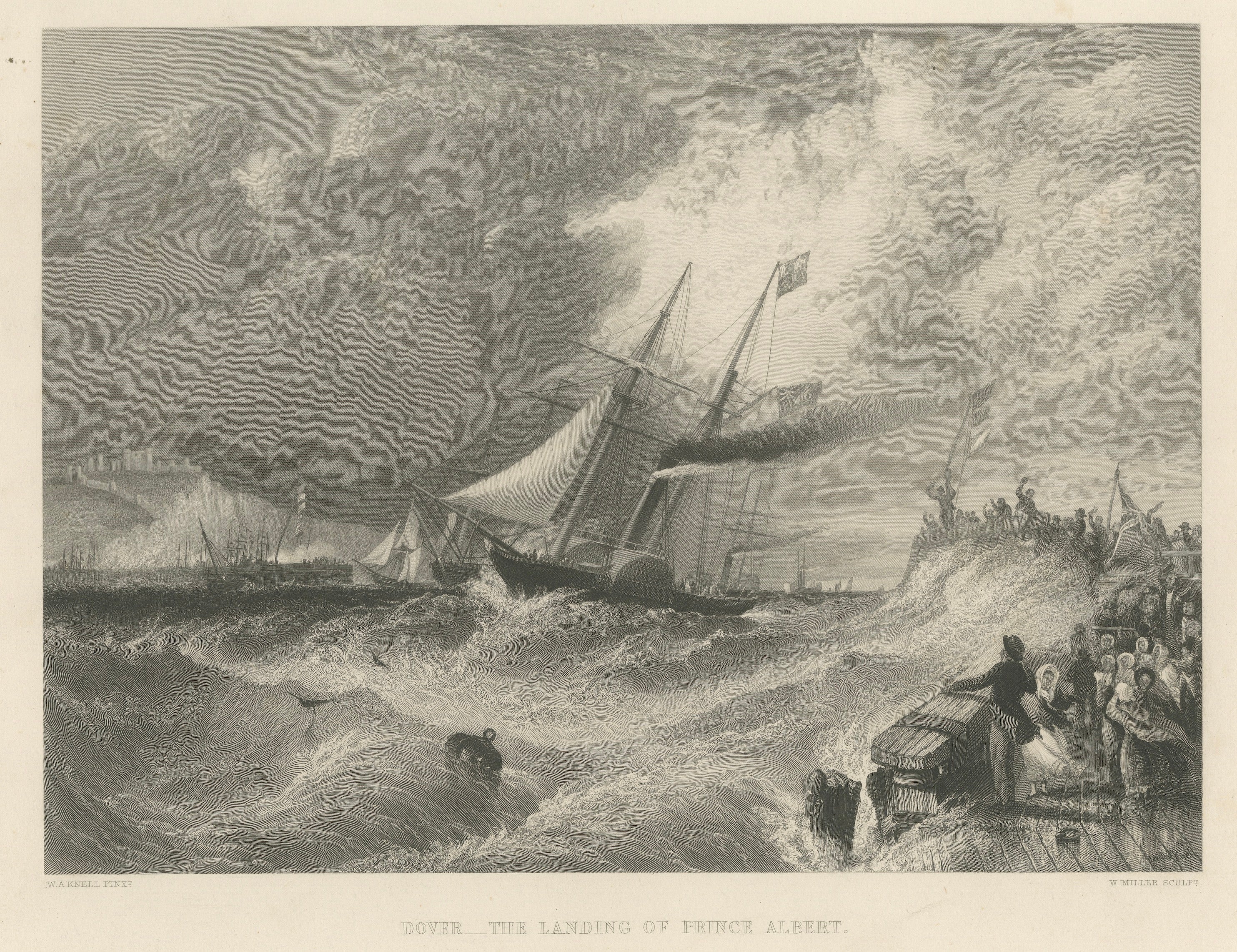 Prince Albert Landing at Dover – Royal Maritime Engraving, c.1840