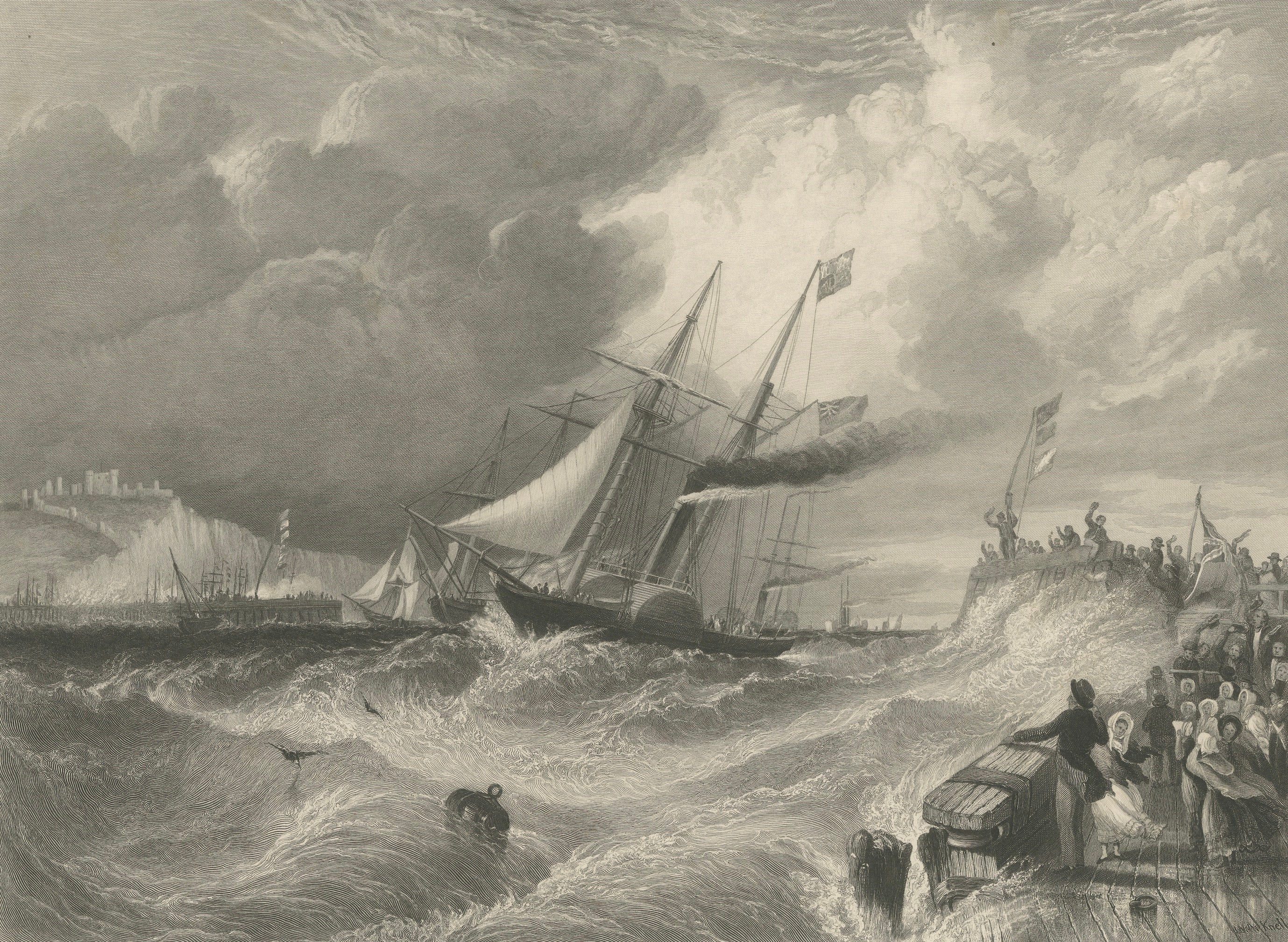 Prince Albert Landing at Dover – Royal Maritime Engraving, c.1840