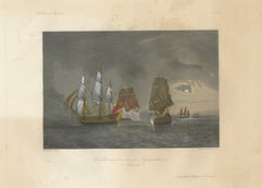 French-British Naval Battle of Negapatam, India, c.1840