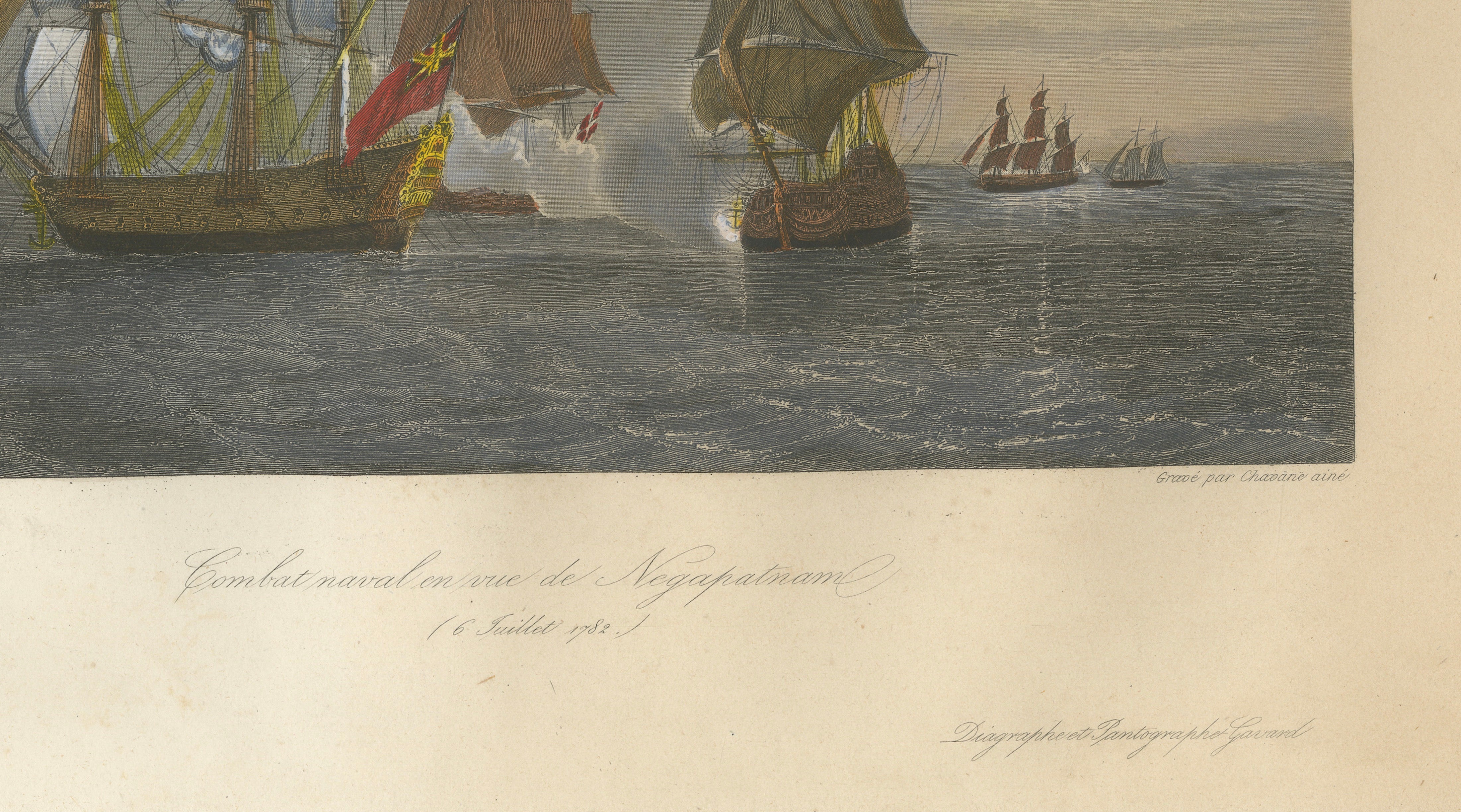 French-British Naval Battle of Negapatam, India, c.1840