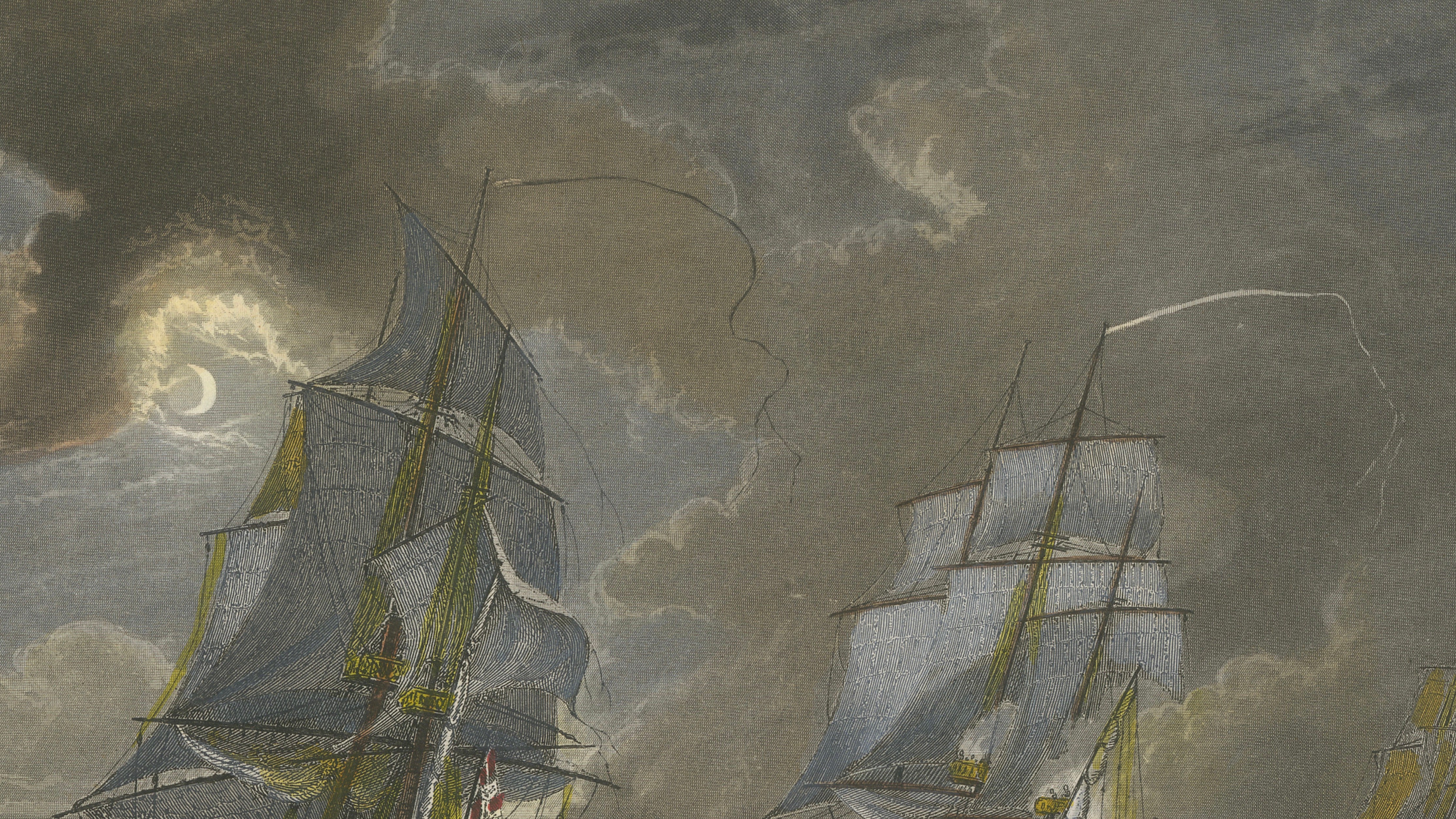 French Triton Fighting HMS Jupiter and Medea after Gudin, c.1840