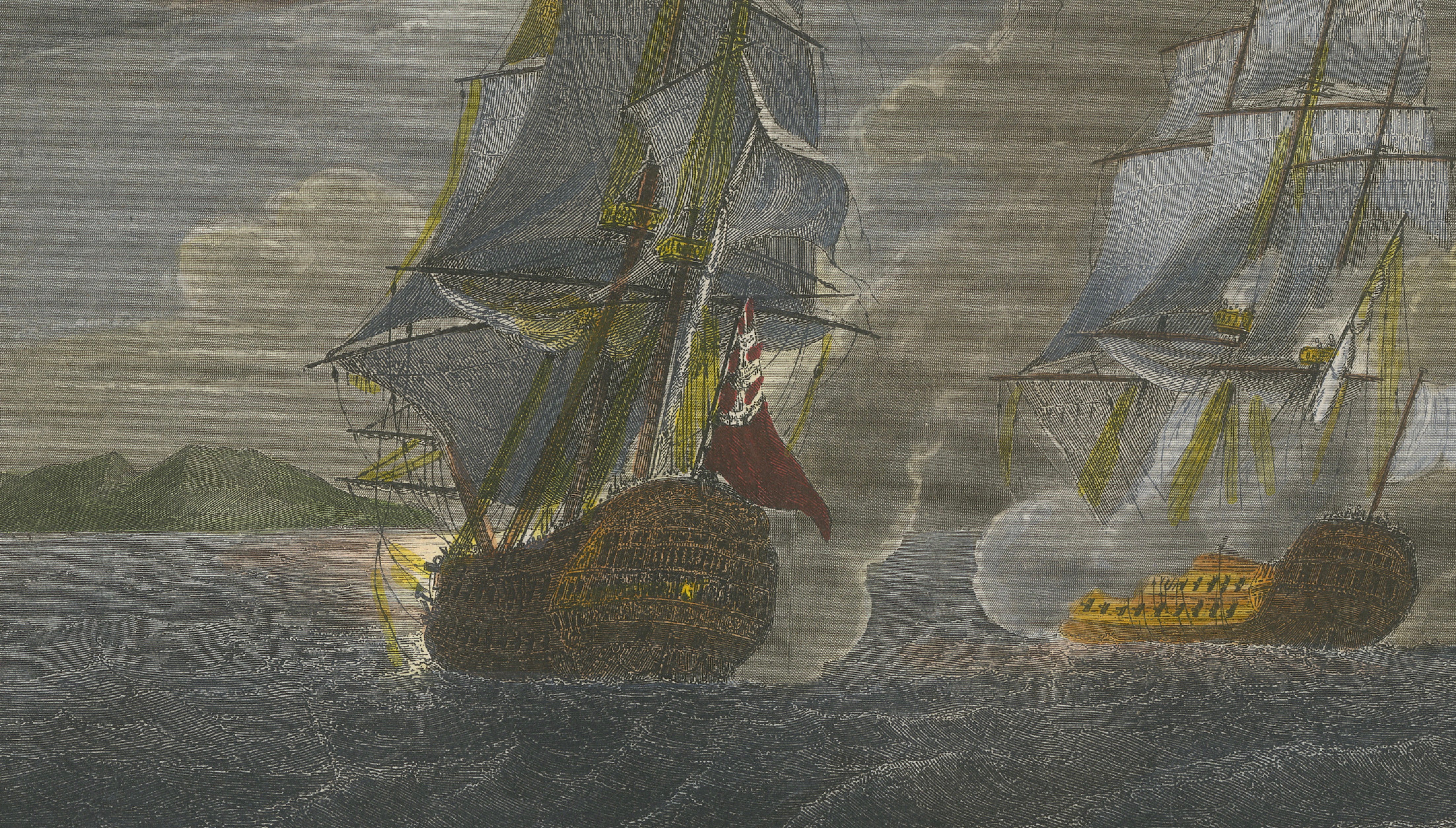 French Triton Fighting HMS Jupiter and Medea after Gudin, c.1840