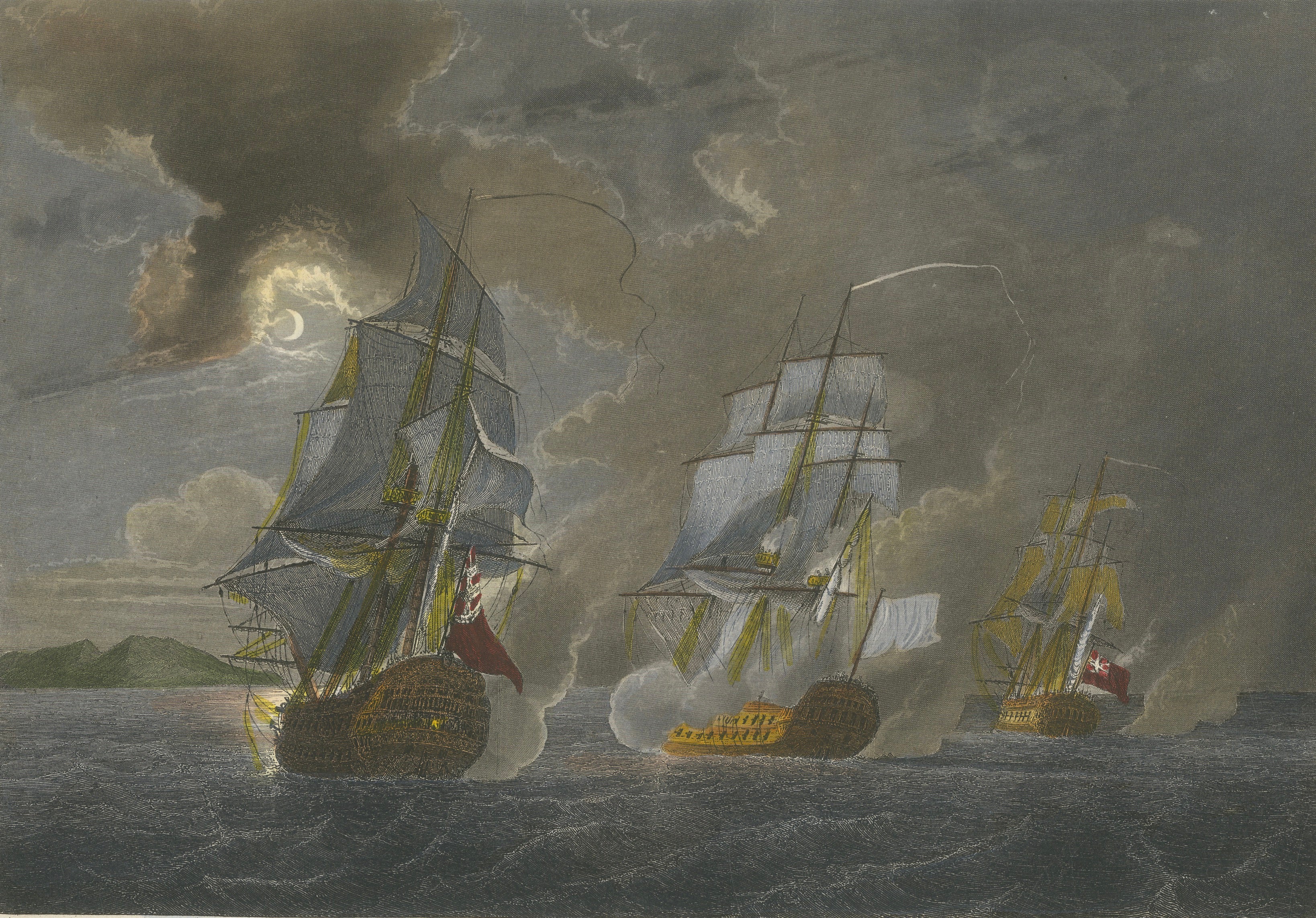 French Triton Fighting HMS Jupiter and Medea after Gudin, c.1840