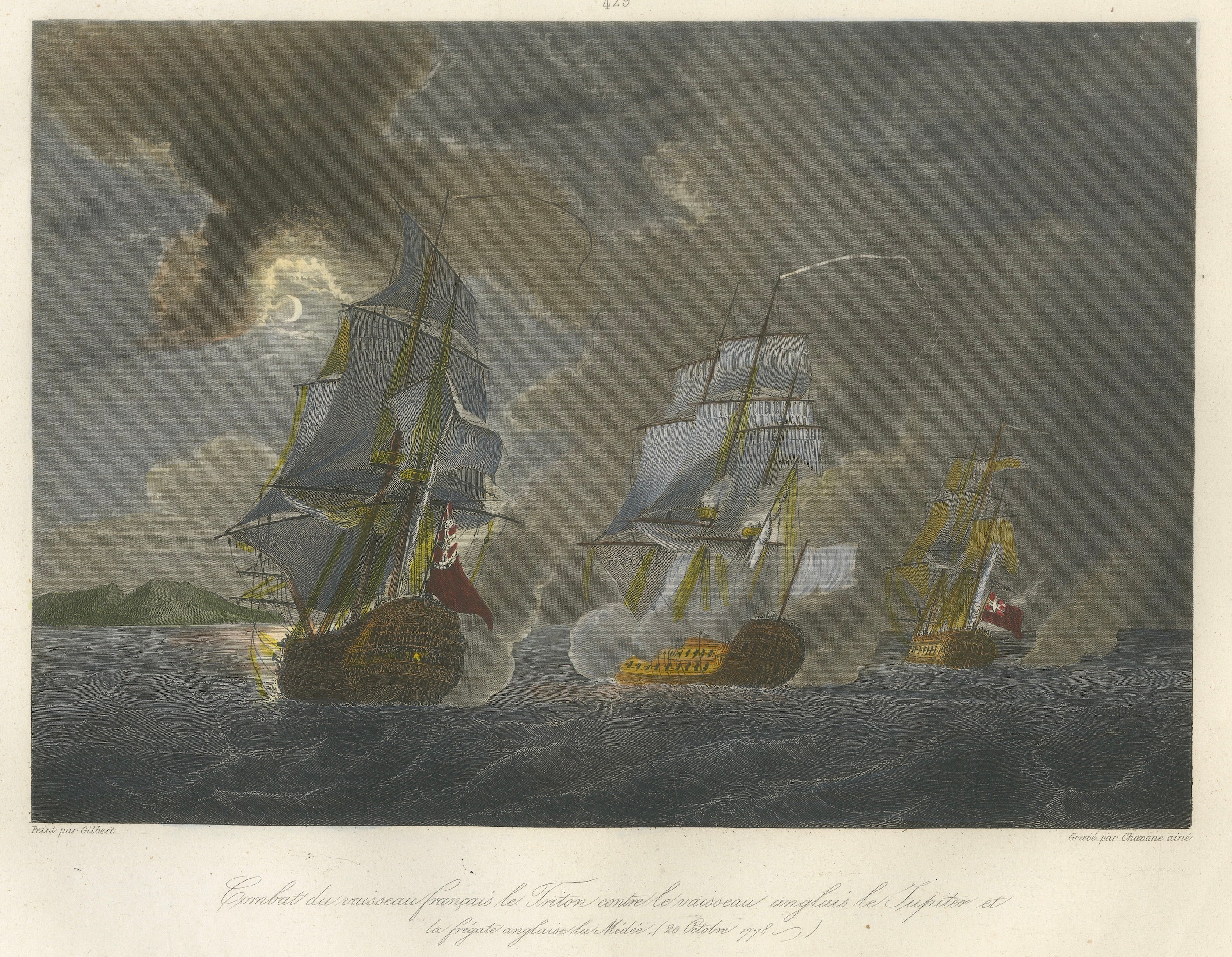 French Triton Fighting HMS Jupiter and Medea after Gudin, c.1840
