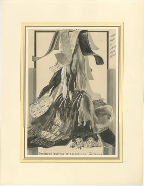 French Art Nouveau Fashion Design of Fur Trimmings and Pelts, c.1910