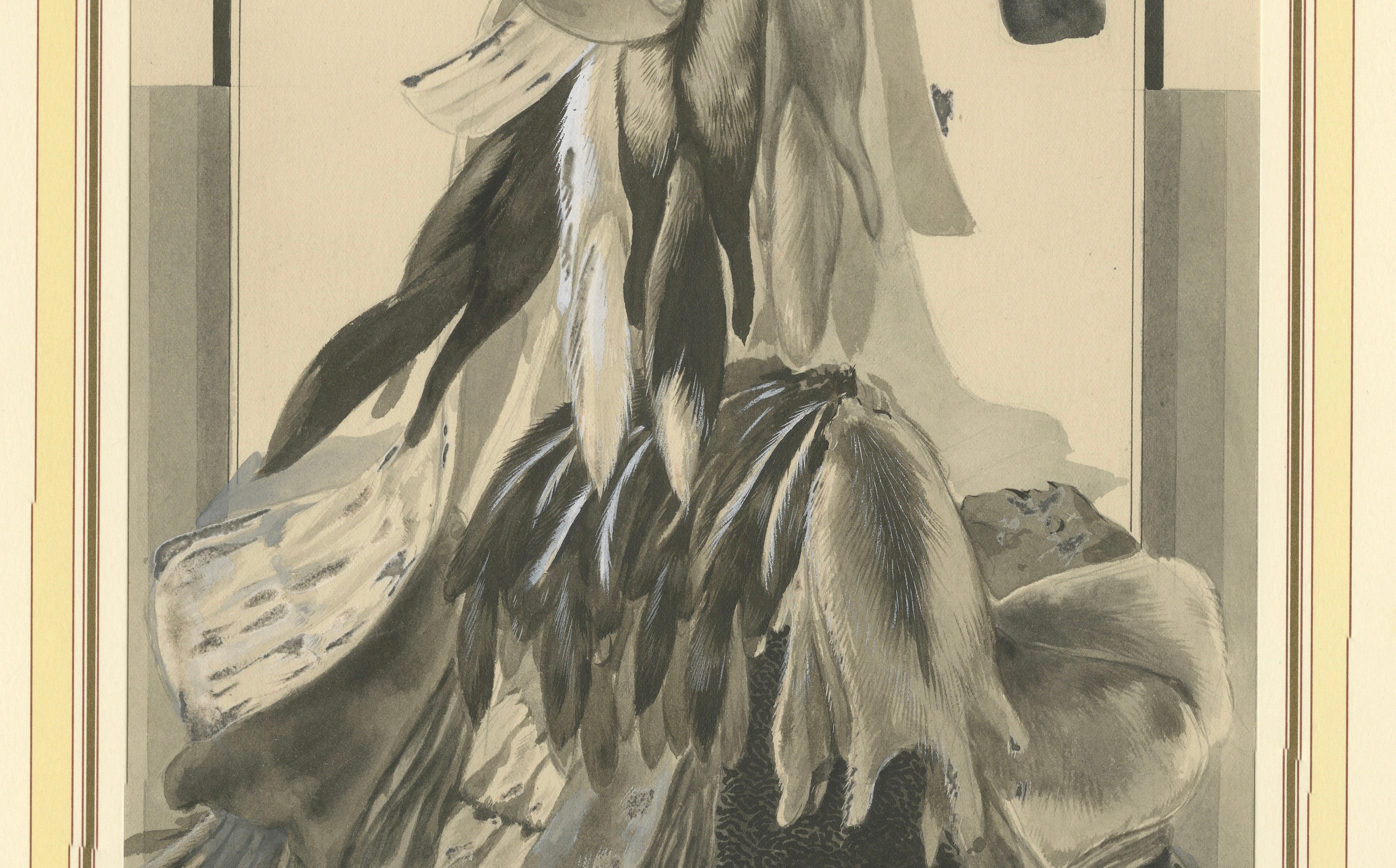 French Art Nouveau Fashion Design of Fur Trimmings and Pelts, c.1910