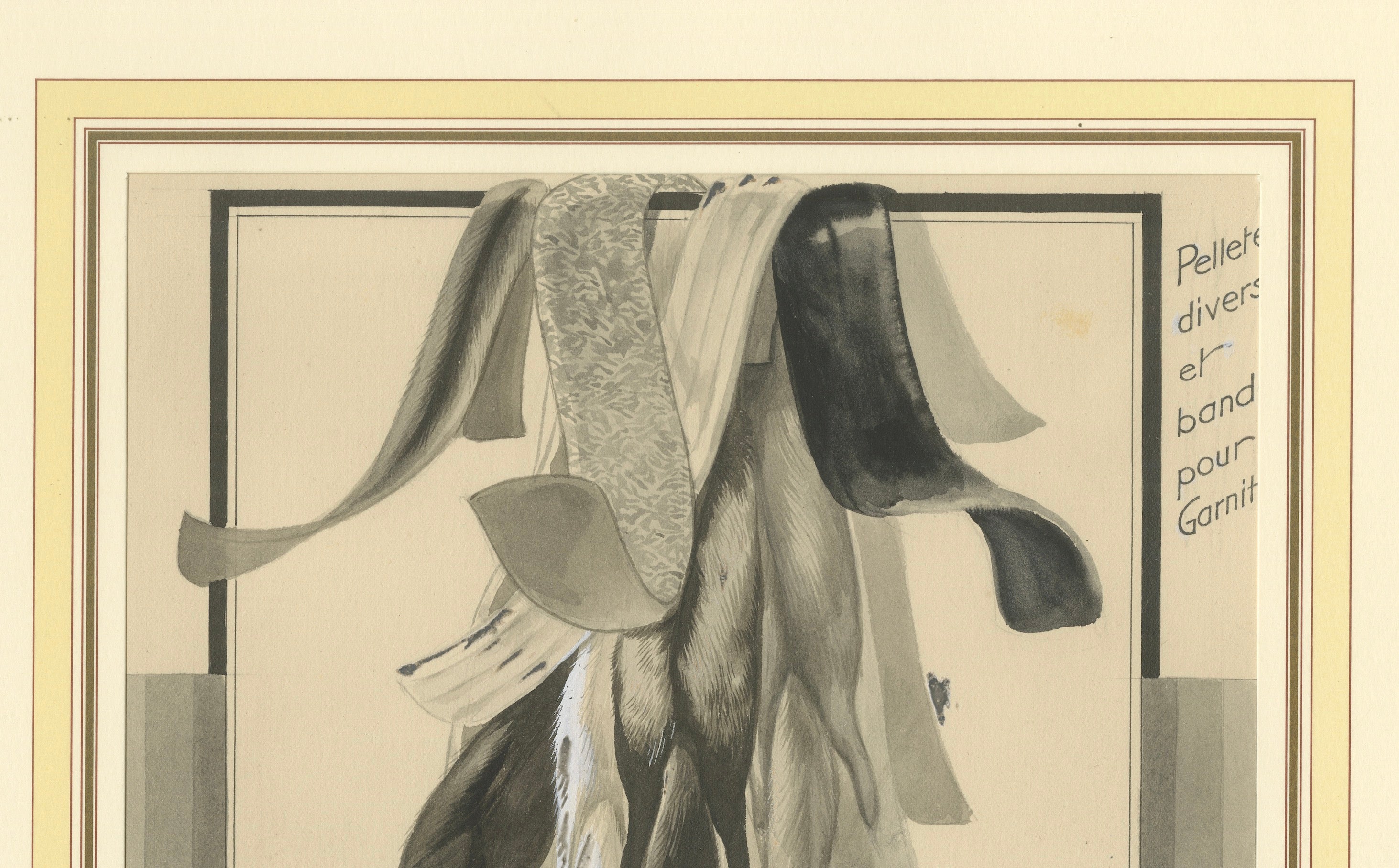 French Art Nouveau Fashion Design of Fur Trimmings and Pelts, c.1910