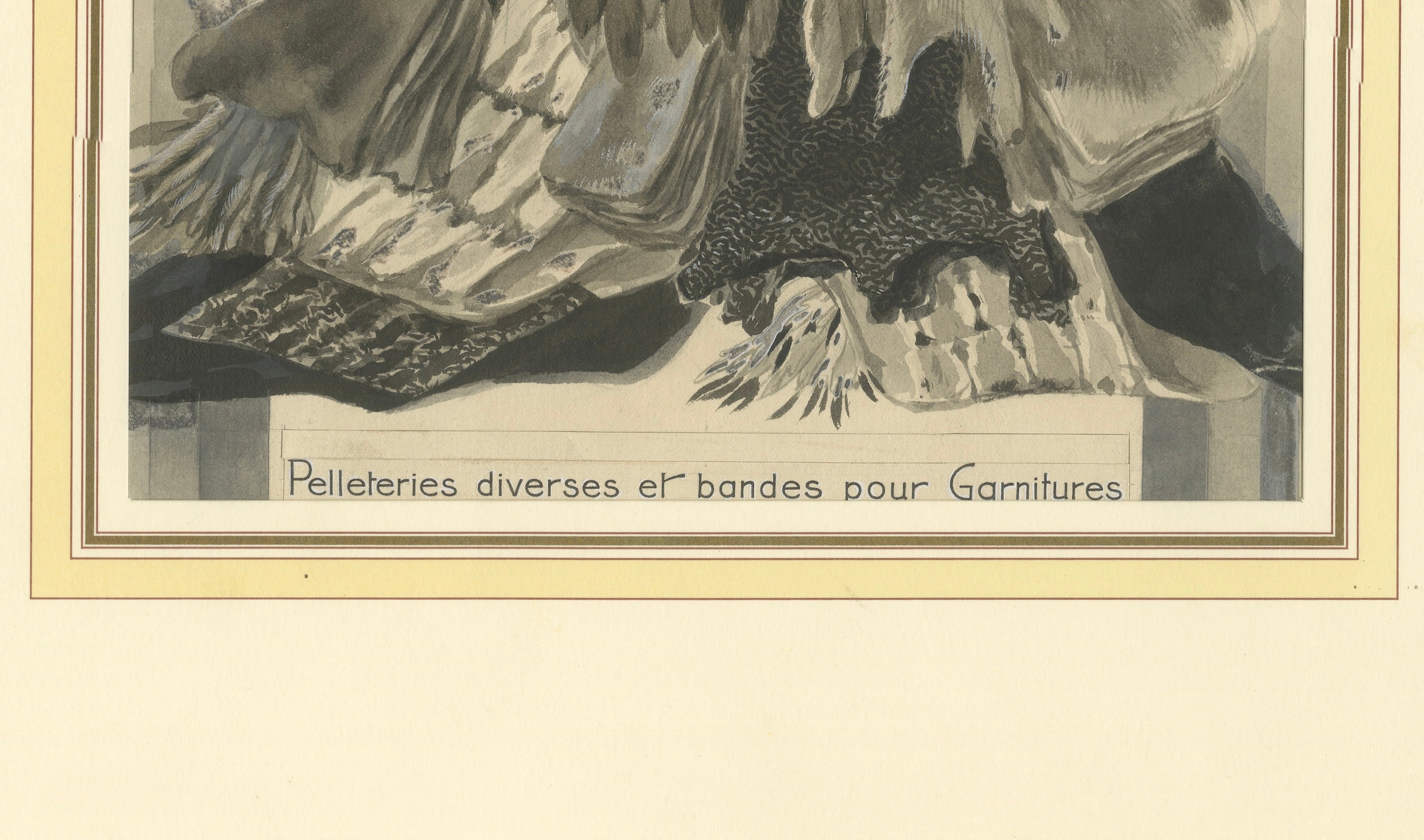 French Art Nouveau Fashion Design of Fur Trimmings and Pelts, c.1910