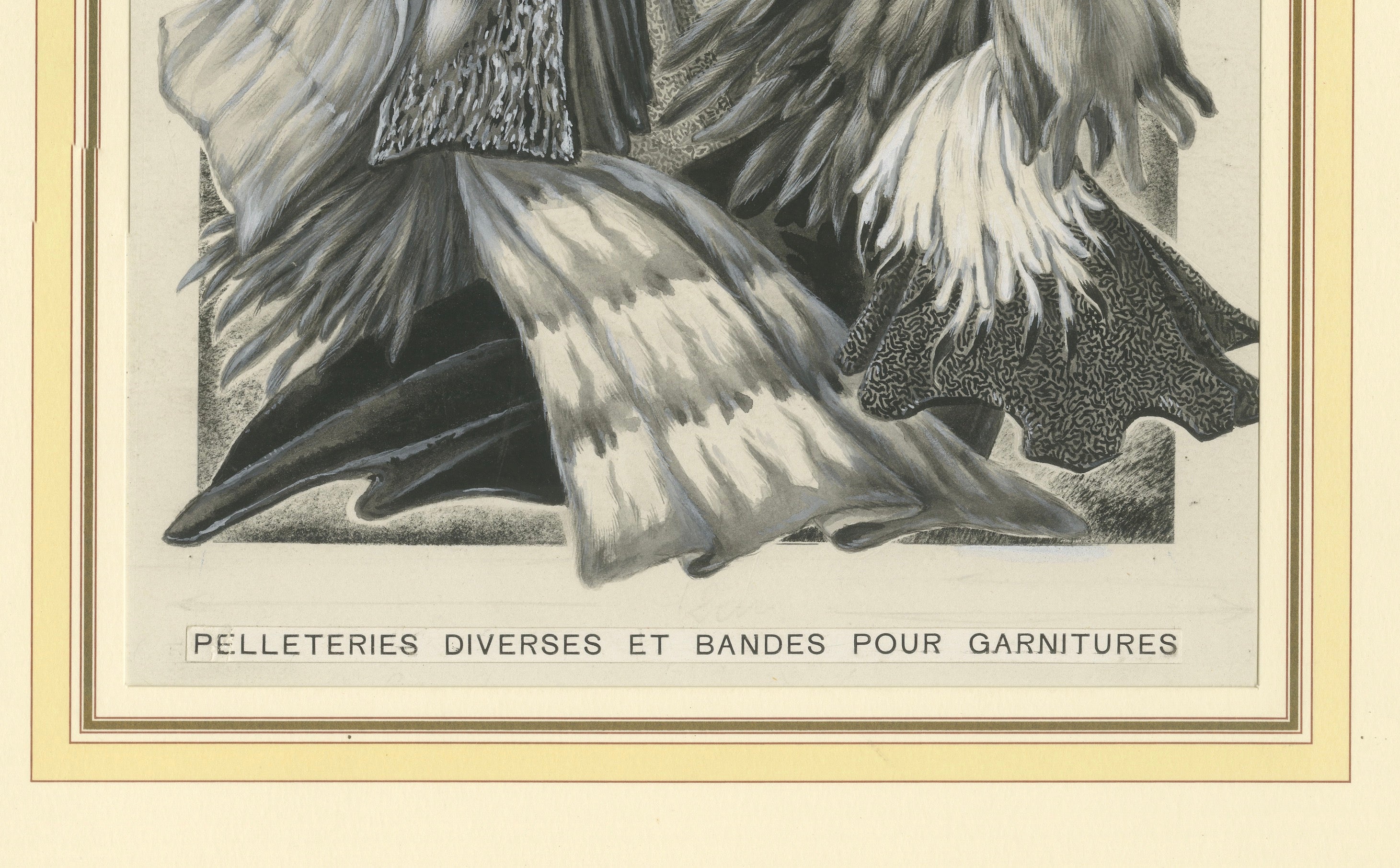 French Art Nouveau Fashion Design of Fur Pelts and Trimmings, c. 1910