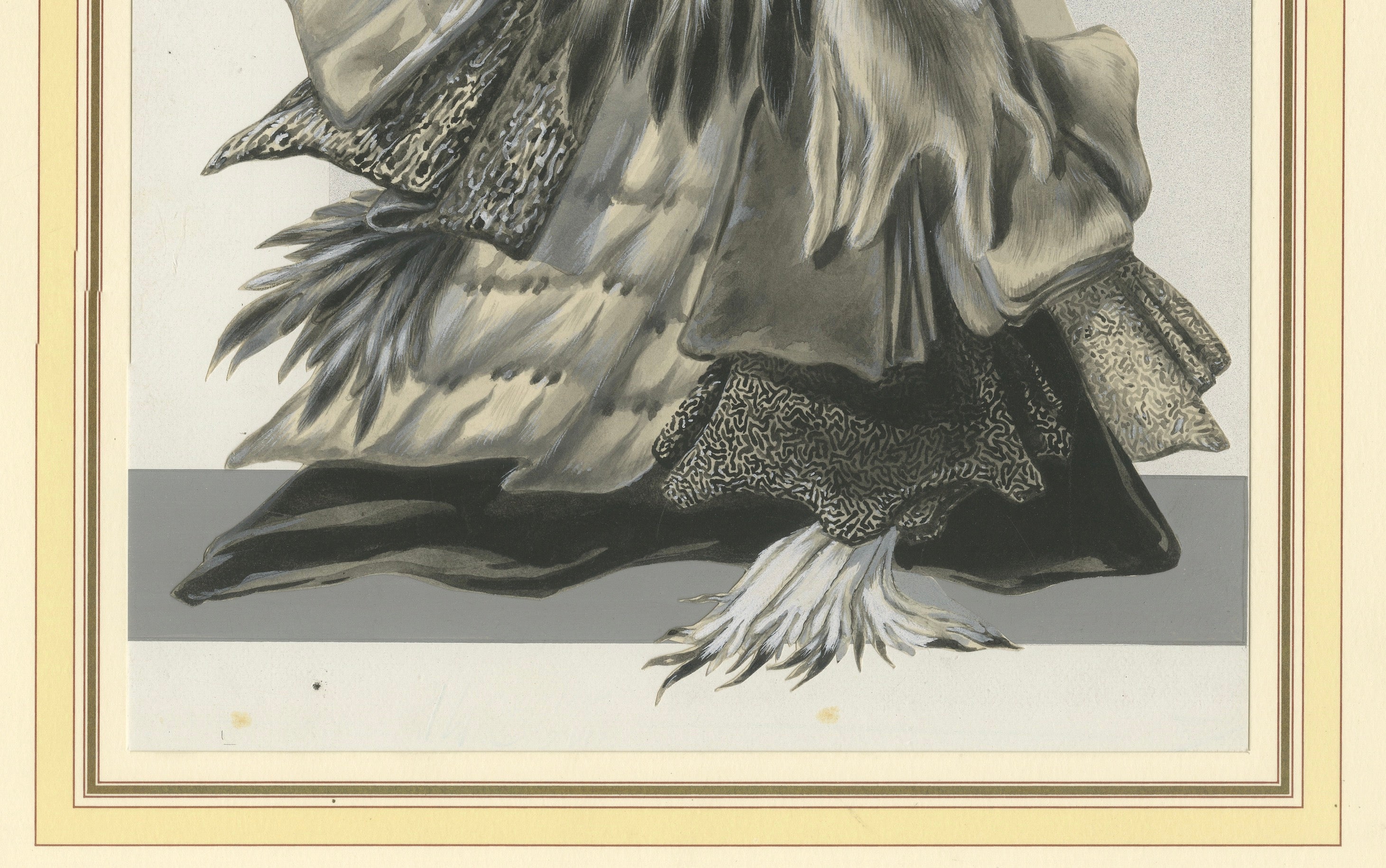 French Art Nouveau Fashion Design of Fur Pelts and Trimmings, c.1910