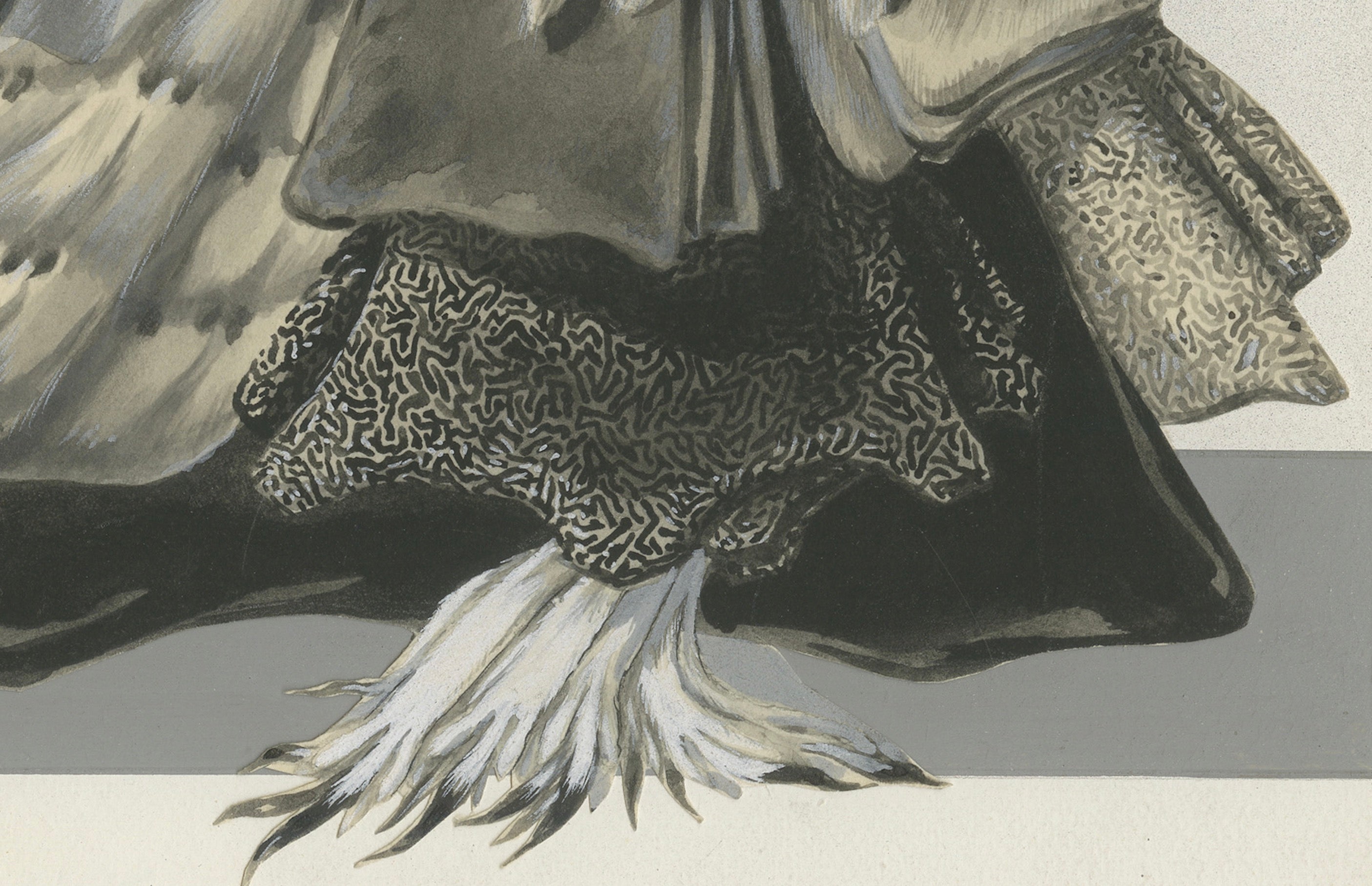 French Art Nouveau Fashion Design of Fur Pelts and Trimmings, c.1910