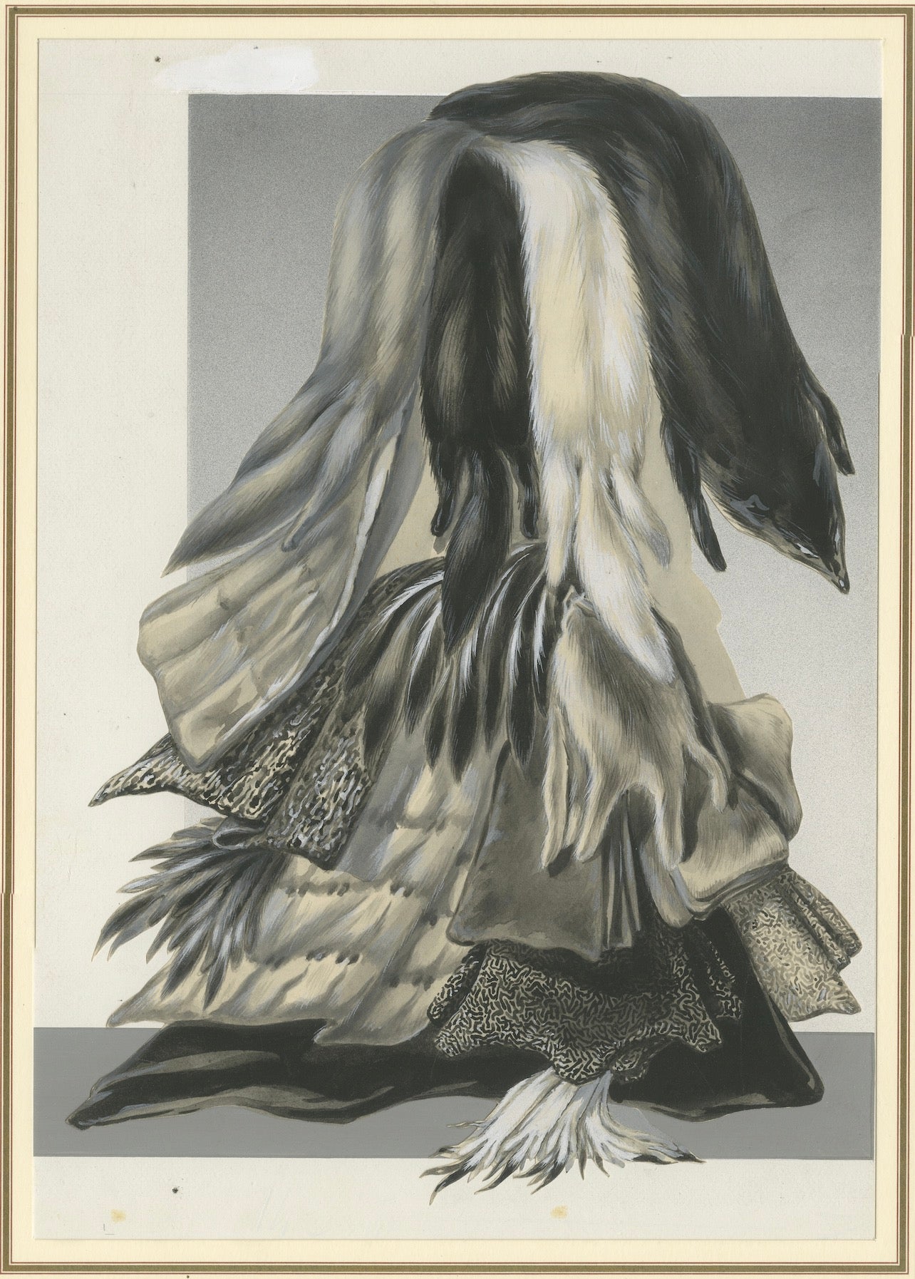 French Art Nouveau Fashion Design of Fur Pelts and Trimmings, c.1910